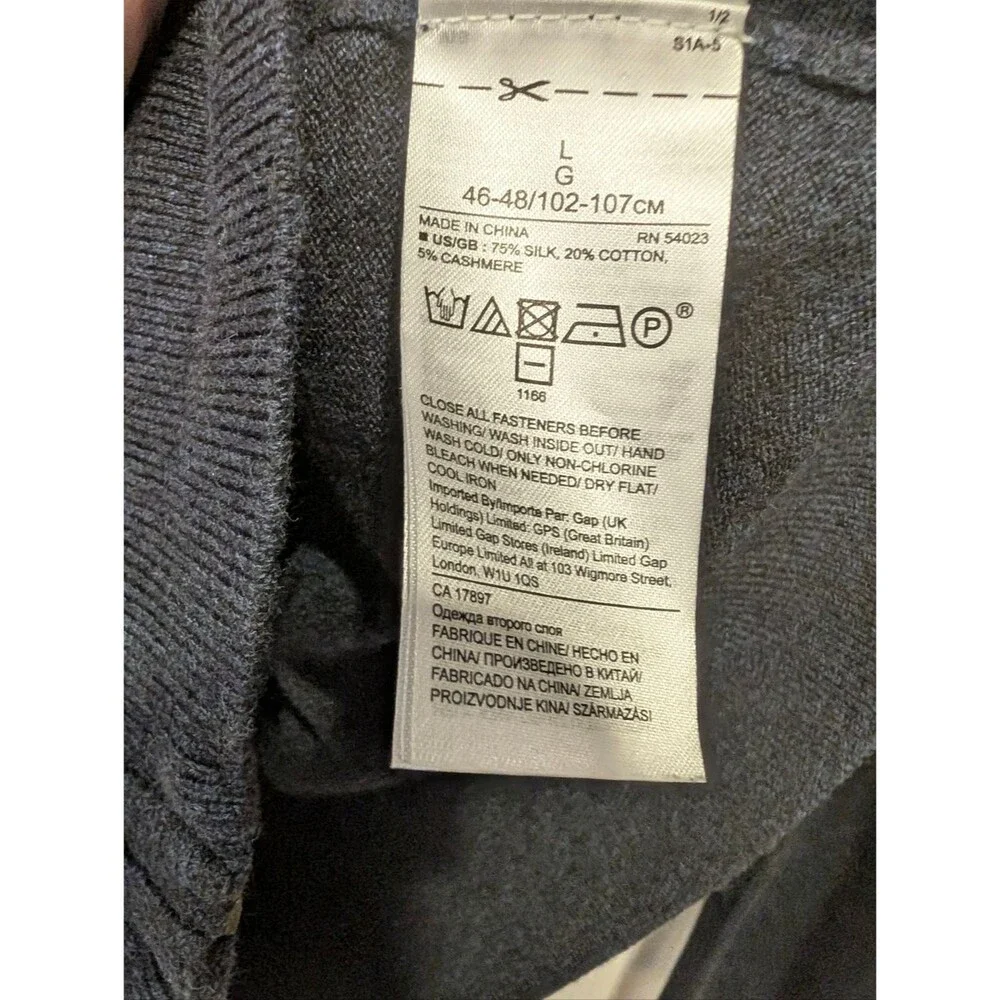 Banana Republic Luxury Blend Zip-Up Sweater Men’s L Silk Cashmere Navy Lightweig